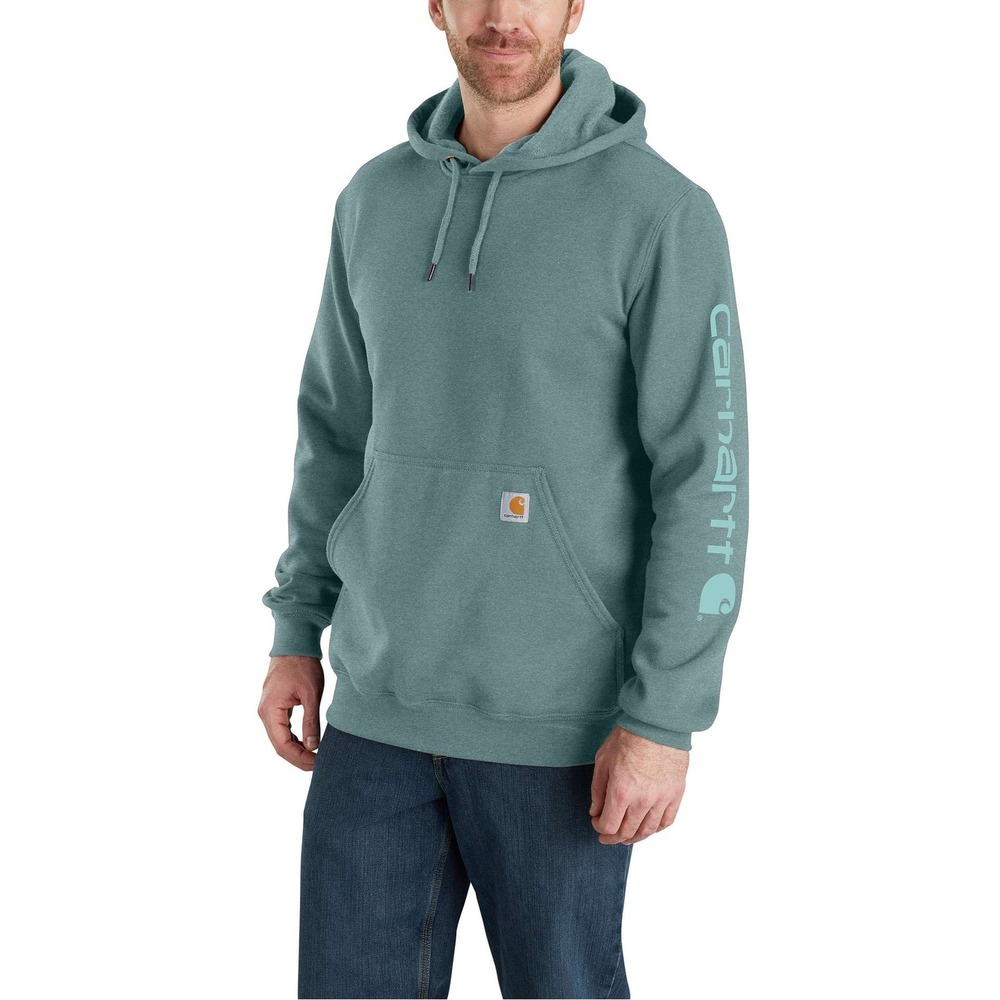 Carhartt Hoodie Mens Large Sea Pine Heather Loose Fit Sleeve Logo Pullover
